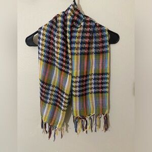 Colorful Plaid Scarf with Fringe